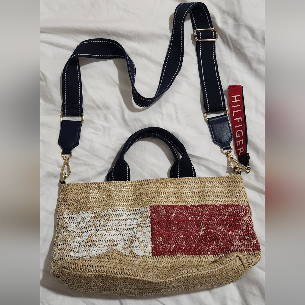 Tommy Hilfiger Straw Crossbody Bag - Red and White